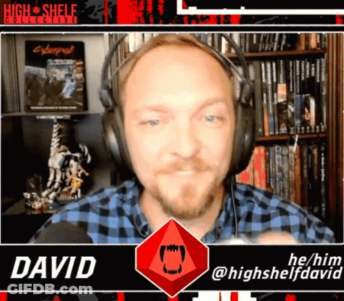 A Man Wearing Headphones With The Name David On The Bottom Right GIF