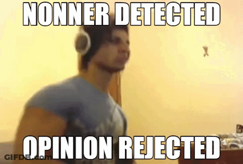 A Man Wearing Headphones With The Words Nonner Detected Opinion Rejected GIF