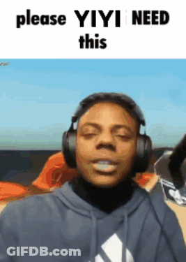 A Man Wearing Headphones With The Words Please Yiyi Need This Above Him GIF