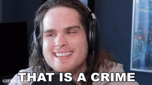 A Man Wearing Headphones With The Words That Is A Crime Behind Him GIF