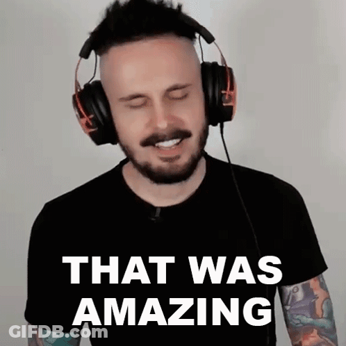 A Man Wearing Headphones With The Words That Was Amazing Behind Him GIF
