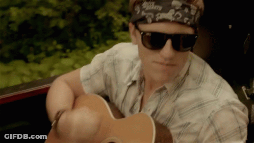 A Man Wearing Sunglasses And A Bandana Has A Guitar In His Right Hand GIF