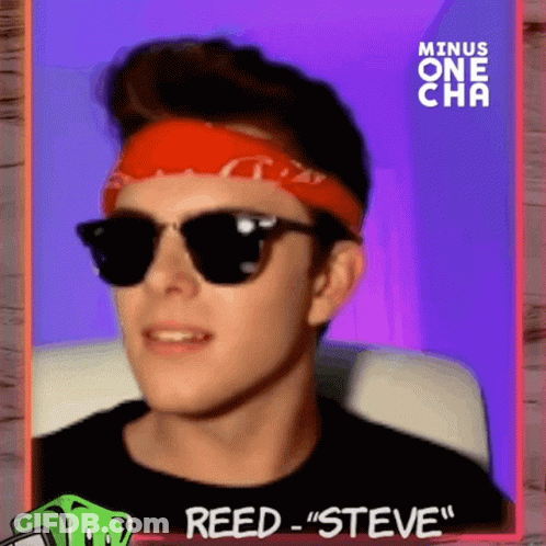 A Man Wearing Sunglasses And A Bandana Is Named Reed GIF