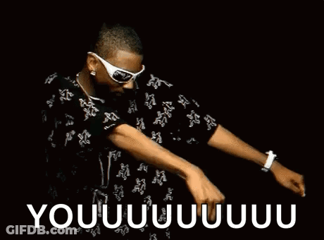A Man Wearing Sunglasses And A Black Shirt Is Dancing In Front Of A Black Background And Says You . GIF