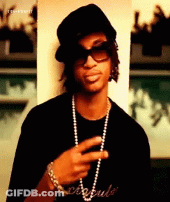 A Man Wearing Sunglasses And A Black Shirt That Says Misfit On It GIF