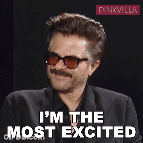 A Man Wearing Sunglasses And A Black Suit Says I 'M The Most Excited GIF