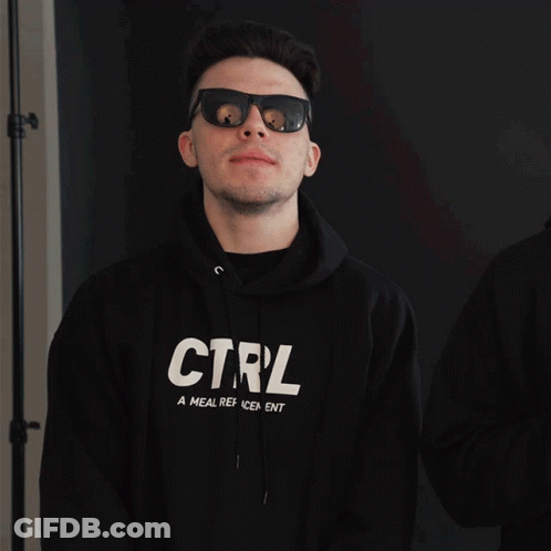 A Man Wearing Sunglasses And A Black Sweatshirt That Says Ctrl Giving A Thumbs Up GIF