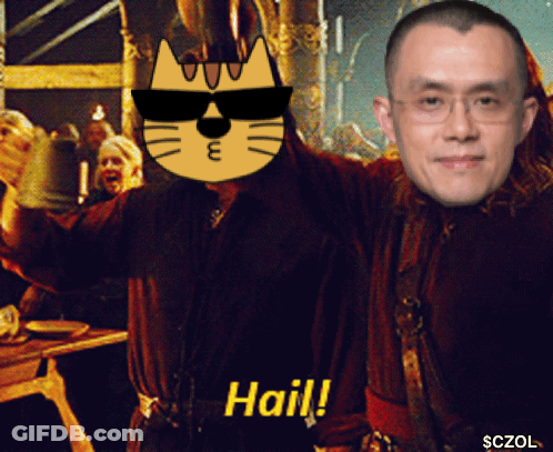 A Man Wearing Sunglasses And A Cat Mask Says " Hail " Next To Another Man GIF