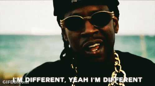 A Man Wearing Sunglasses And A Chain Says I 'M Different Yeah I 'M Different GIF