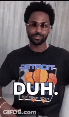 A Man Wearing Sunglasses And A Detroit T-Shirt Says Duh . GIF