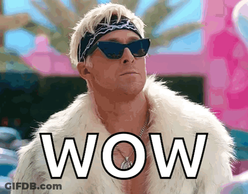 A Man Wearing Sunglasses And A Fur Coat Has The Word Wow Written On His Face GIF