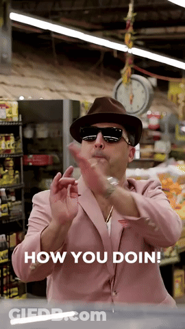 A Man Wearing Sunglasses And A Hat Is Asking How You Doin GIF