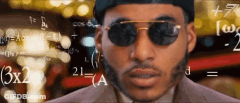 A Man Wearing Sunglasses And A Hat Is Surrounded By Mathematical Equations . GIF