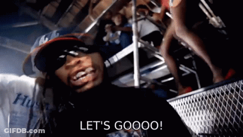 A Man Wearing Sunglasses And A Hat Says Let 'S Gooooo GIF
