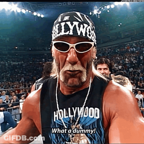 A Man Wearing Sunglasses And A Hollywood Shirt Says " What A Dummy " GIF