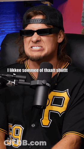 A Man Wearing Sunglasses And A Pittsburgh Pirates Jersey GIF
