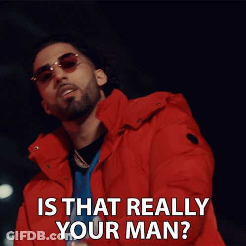 A Man Wearing Sunglasses And A Red Jacket Is Asking Is That Really Your Man GIF