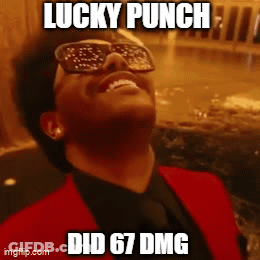 A Man Wearing Sunglasses And A Red Suit Says Lucky Punch GIF