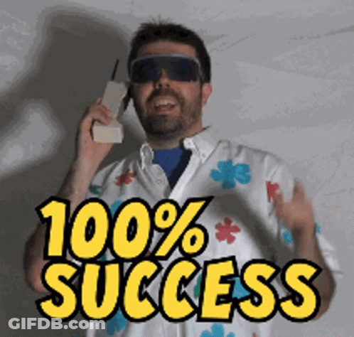 A Man Wearing Sunglasses And A Shirt That Says 100 % Success On It GIF