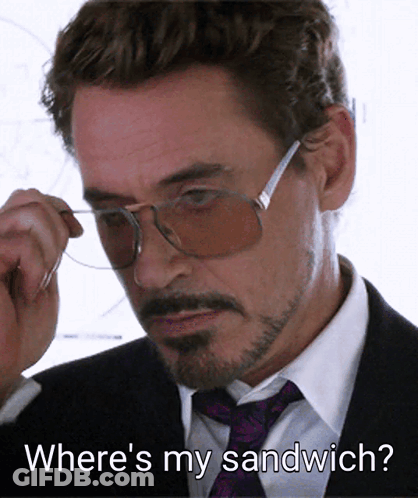 A Man Wearing Sunglasses And A Suit Is Asking Where 'S My Sandwich GIF