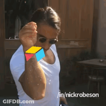A Man Wearing Sunglasses And A White Shirt Is Spraying Water On Himself With The Hashtag Nickrobeson GIF
