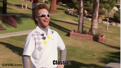 A Man Wearing Sunglasses And A White Shirt With The Word Classic On The Bottom GIF