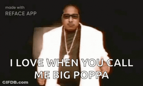 A Man Wearing Sunglasses And A White Suit Says I Love When You Call Me Big Poppa GIF
