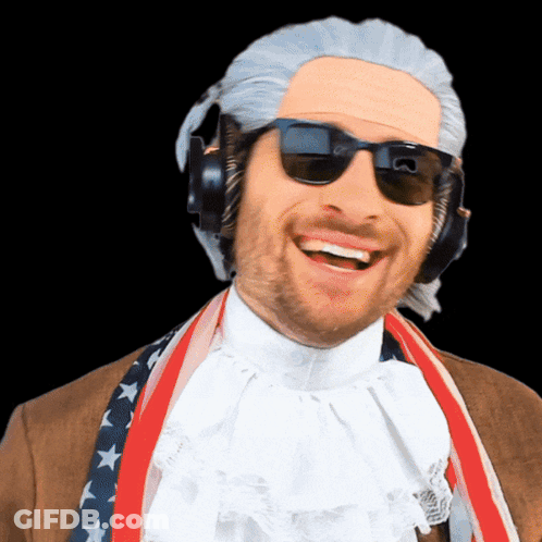 A Man Wearing Sunglasses And A Wig Is Smiling GIF