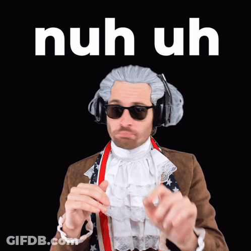 A Man Wearing Sunglasses And A Wig Says " Nuh Uh " GIF