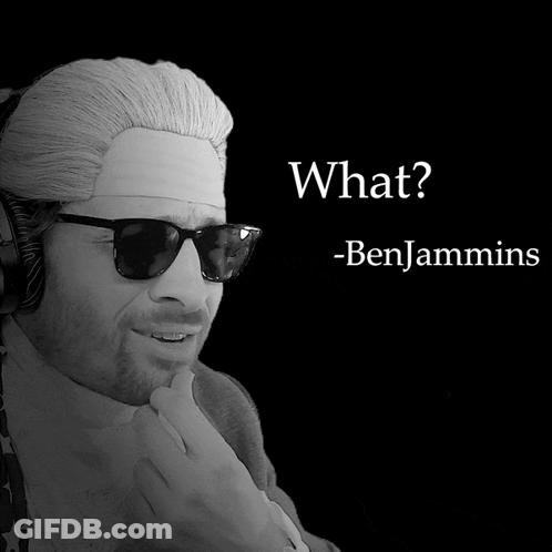 A Man Wearing Sunglasses And A Wig Says " What " GIF
