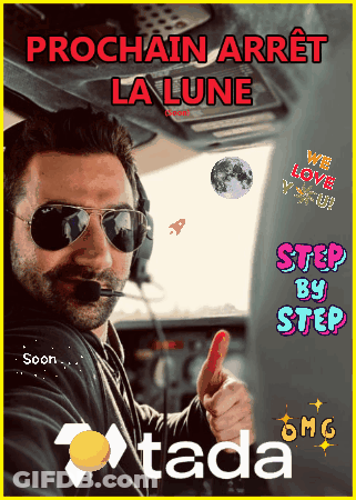 A Man Wearing Sunglasses And Headphones Giving A Thumbs Up With The Words Prochain Arret La Lune GIF