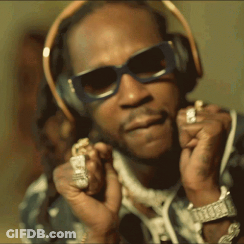 A Man Wearing Sunglasses And Headphones Has A Watch On His Left Wrist GIF