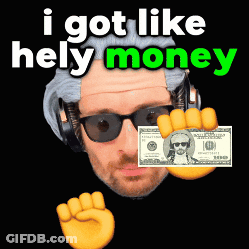 A Man Wearing Sunglasses And Headphones Holds A 100 Dollar Bill In Front Of His Eye GIF
