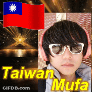 A Man Wearing Sunglasses And Headphones With The Name Taiwan Mufa GIF