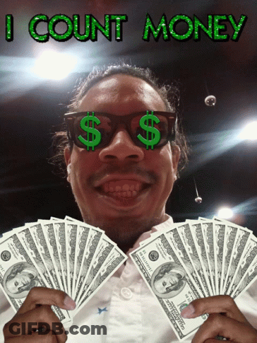 A Man Wearing Sunglasses Has A Bunch Of Money In His Hands GIF