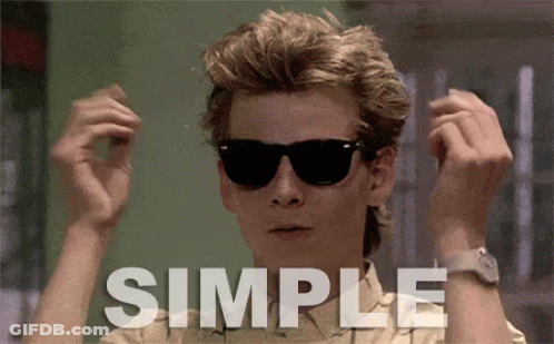 A Man Wearing Sunglasses Has The Word Simple Written In White GIF