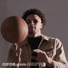 A Man Wearing Sunglasses Holds A Basketball In His Hand GIF
