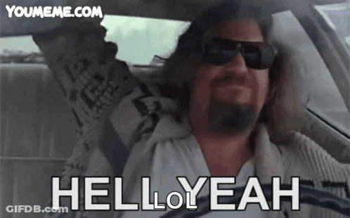 A Man Wearing Sunglasses Is Driving A Car And Says Hell Yeah GIF