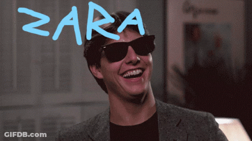 A Man Wearing Sunglasses Is Laughing With The Word Zara Written On His Forehead GIF