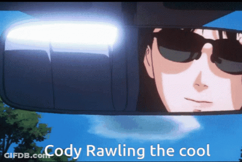 A Man Wearing Sunglasses Is Reflected In A Rear View Mirror With The Words Cody Rawling The Cool GIF
