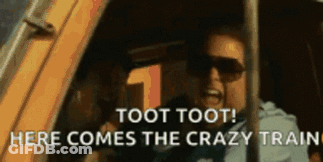 A Man Wearing Sunglasses Is Screaming Out Of A Car Window . GIF