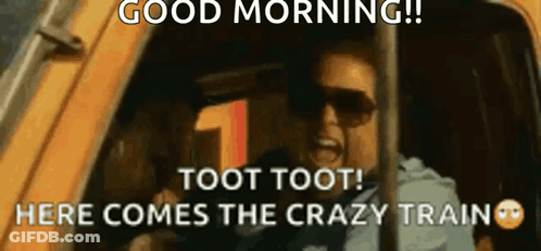 A Man Wearing Sunglasses Is Shouting Out Of A Car Window . GIF
