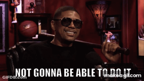 A Man Wearing Sunglasses Is Singing Into A Microphone With The Words Not Gonna Be Able To Do It Above Him GIF