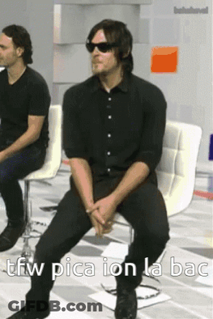 A Man Wearing Sunglasses Is Sitting On A Chair With The Words Tfw Pica Ion La Bac Written On The Bottom GIF