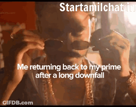 A Man Wearing Sunglasses Is Smoking A Cigarette And Says Me Returning Back To My Prime After A Long Downfall . GIF