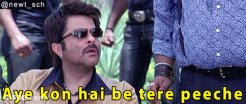 A Man Wearing Sunglasses Says Aye Kon Hai Be Tere Peache GIF