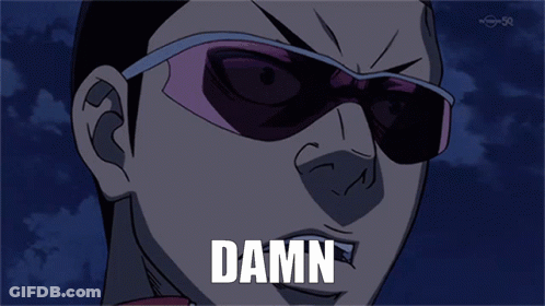 A Man Wearing Sunglasses Says " Damn " In Front Of His Face GIF