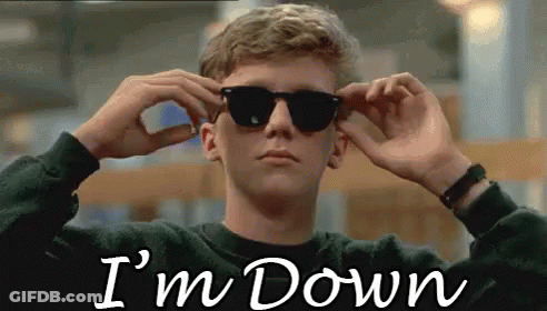 A Man Wearing Sunglasses Says I 'M Down In The Corner GIF
