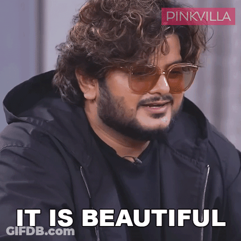 A Man Wearing Sunglasses Says It Is Beautiful In A Pinkvilla Ad GIF