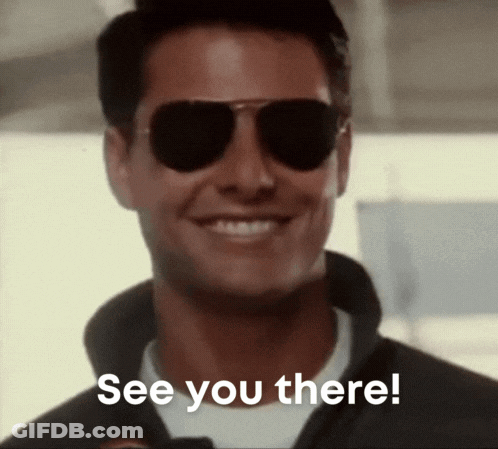 A Man Wearing Sunglasses Smiles And Says " See You There " GIF